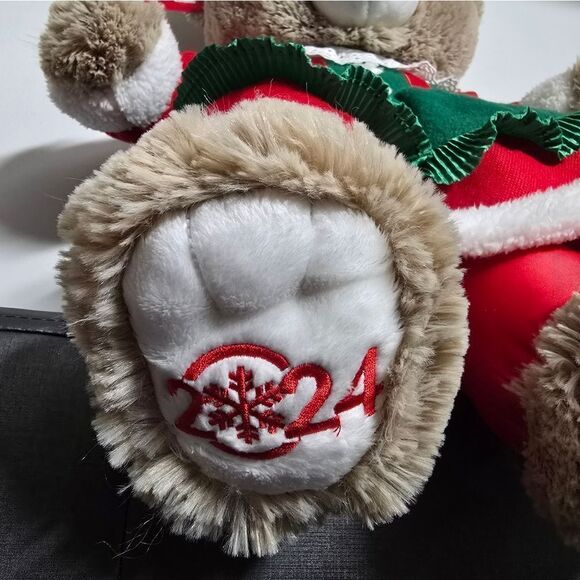 Set of 2 Christmas Holiday Time Snowflake 2024 Teddy Bear Tan, Girl & Boy 20" - Picture 11 of 15